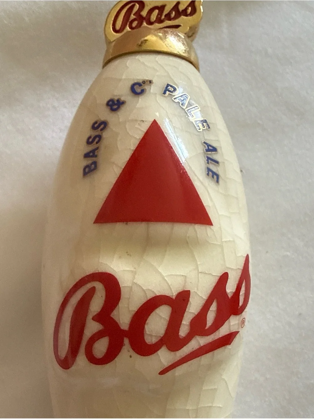 Bass Ceramic Tap Handle in Cream, Black & Red - Bass has some wear